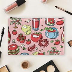Tomato Seamless Pattern Juicy Tomatoes Food Sauce Ketchup Soup Paste With Fresh Red Vegetables Cosmetic Bag (large) by BangZart