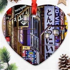 Shinjuku District Urban Night Scene, Tokyo Japan Heart Ornament (two Sides) by dflcprintsclothing