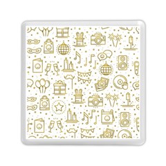 Birthday Party Seamless Pattern Gold Party Decor Elements Birthday Cake Gift Confetti Festive Event  Memory Card Reader (square) by BangZart