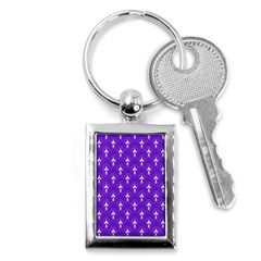 White And Purple Art-deco Pattern Key Chain (rectangle) by Dushan