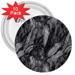 Black And White Rocky Texture Pattern 3  Buttons (10 pack)  Front