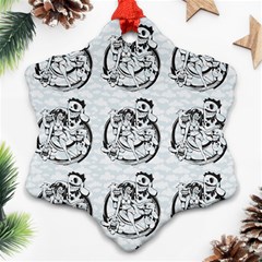 Monster Party - Hot Sexy Monster Demon With Ugly Little Monsters Snowflake Ornament (two Sides) by DinzDas