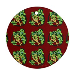 Monster Party - Hot Sexy Monster Demon With Ugly Little Monsters Round Ornament (two Sides) by DinzDas