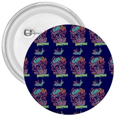 Jaw Dropping Horror Hippie Skull 3  Buttons by DinzDas