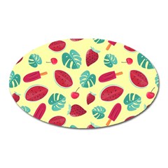 Watermelons, Fruits And Ice Cream, Pastel Colors, At Yellow Oval Magnet by Casemiro