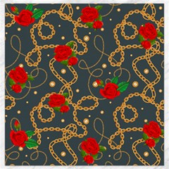 Golden Chain Pattern Rose Flower 2 Canvas 16  X 16  by designsbymallika