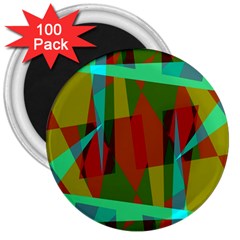 Rainbow Colors Palette Mix, Abstract Triangles, Asymmetric Pattern 3  Magnets (100 Pack) by Casemiro