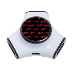 Yeah Word Motif Print Pattern 3-port Usb Hub by dflcprintsclothing