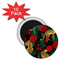 Seamless-pattern-with-leopards-and-roses-vector 1 75  Magnets (10 Pack)  by Sobalvarro