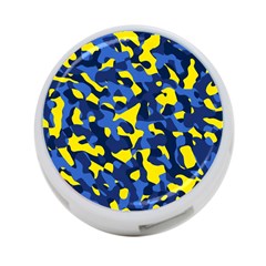 Blue And Yellow Camouflage Pattern 4-port Usb Hub (two Sides) by SpinnyChairDesigns