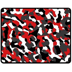 Black Red White Camouflage Pattern Fleece Blanket (medium)  by SpinnyChairDesigns