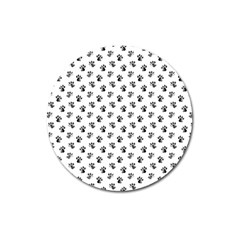 Cat Dog Animal Paw Prints Pattern Black And White Magnet 3  (round) by SpinnyChairDesigns