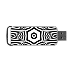Black And White Line Art Stripes Pattern Portable Usb Flash (one Side) by SpinnyChairDesigns
