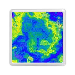 Neon Green Blue Grunge Texture Pattern Memory Card Reader (square) by SpinnyChairDesigns