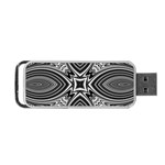 Black and White Intricate Pattern Portable USB Flash (One Side) Front