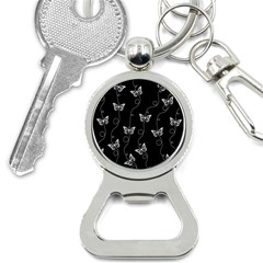 Black And White Butterfly Pattern Bottle Opener Key Chain by SpinnyChairDesigns