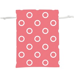 Coral Pink And White Circles Polka Dots  Lightweight Drawstring Pouch (xl) by SpinnyChairDesigns