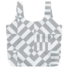 Truchet Tiles Grey White Pattern Full Print Recycle Bag (xl) by SpinnyChairDesigns