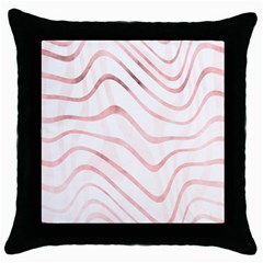 Pink Abstract Stripes On White Throw Pillow Case (black) by SpinnyChairDesigns