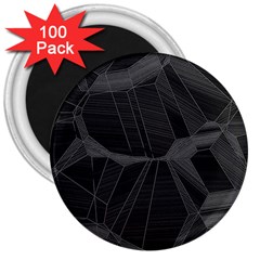 Black Tourmaline Stone Geometric Pattern 3  Magnets (100 Pack) by SpinnyChairDesigns