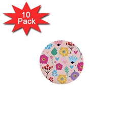 Tekstura-fon-tsvety-berries-flowers-pattern-seamless 1  Mini Buttons (10 Pack)  by Sobalvarro