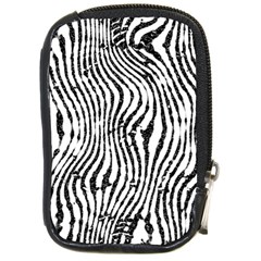 Zebra Print Stripes Compact Camera Leather Case by SpinnyChairDesigns