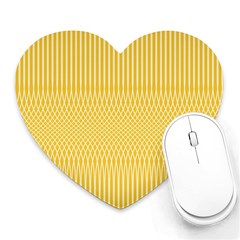 Saffron Yellow Color Stripes Heart Mousepads by SpinnyChairDesigns