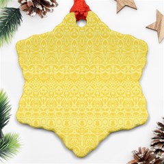 Boho Saffron Yellow Color Snowflake Ornament (two Sides) by SpinnyChairDesigns