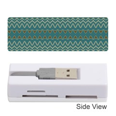 Boho Teal Green Stripes Memory Card Reader (stick) by SpinnyChairDesigns