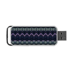 Boho Navy Teal Violet Stripes Portable Usb Flash (two Sides) by SpinnyChairDesigns