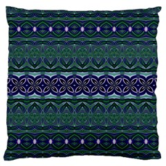 Boho Blue Green  Large Flano Cushion Case (two Sides) by SpinnyChairDesigns