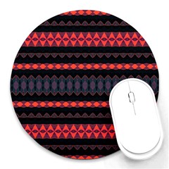 Boho Orange Black Round Mousepads by SpinnyChairDesigns