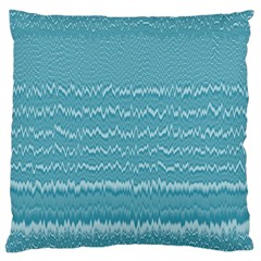 Boho Teal Stripes Large Flano Cushion Case (two Sides) by SpinnyChairDesigns