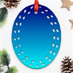 Aqua Blue and Indigo Ombre Oval Filigree Ornament (Two Sides) Back