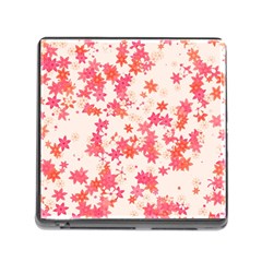 Vermilion And Coral Floral Print Memory Card Reader (square 5 Slot) by SpinnyChairDesigns