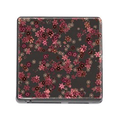 Pink Wine Floral Print Memory Card Reader (square 5 Slot) by SpinnyChairDesigns