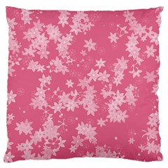 Blush Pink Floral Print Large Cushion Case (one Side) by SpinnyChairDesigns