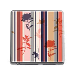 Stripies Orange Floral Pattern Memory Card Reader (square 5 Slot) by designsbymallika
