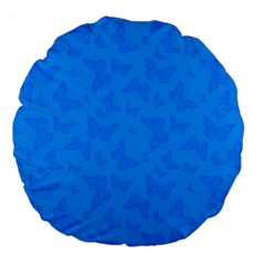 Cornflower Blue Butterfly Print Large 18  Premium Flano Round Cushions by SpinnyChairDesigns