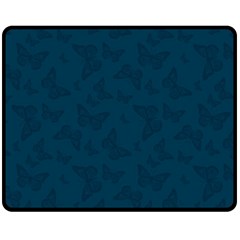 Indigo Dye Blue Butterfly Pattern Fleece Blanket (medium)  by SpinnyChairDesigns