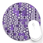 Purple Black Checkered Round Mousepads Front