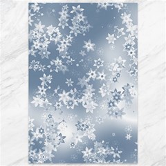 Faded Blue White Floral Print Canvas 12  X 18  by SpinnyChairDesigns
