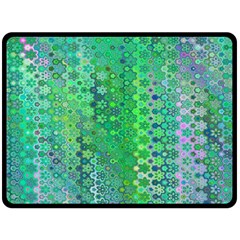Boho Green Floral Print Fleece Blanket (large)  by SpinnyChairDesigns