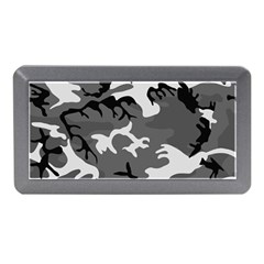 Army Winter Camo, Camouflage Pattern, Grey, Black Memory Card Reader (mini) by Casemiro