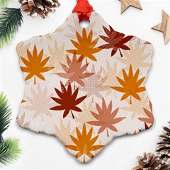 Autumn Leaves Pattern  Snowflake Ornament (two Sides) by designsbymallika
