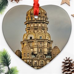 Salvo Palace Exterior View, Montevideo, Uruguay Heart Ornament (two Sides) by dflcprintsclothing
