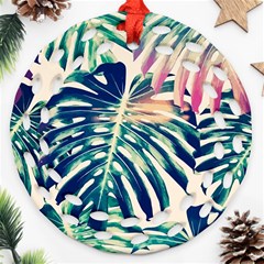 Monstera Leaf Round Filigree Ornament (two Sides) by goljakoff