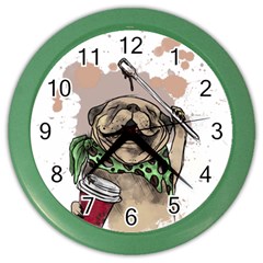 Pug Lover Coffee Color Wall Clock by EvgeniaEsenina