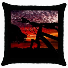 Mountain Bike Parked At Waterfront Park003 Throw Pillow Case (black)
