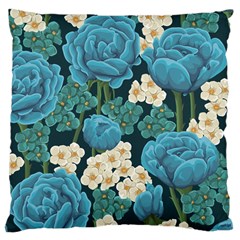 Blue Roses Large Cushion Case (two Sides) by goljakoff